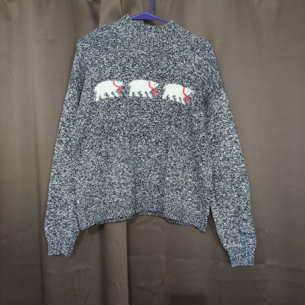 Loft Women's Gray Sweater with Polar Bear Design Animal Print